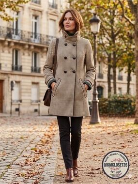 Archive H&M Divided 50% Wool Houndstooth Peacoat - '70s British Mod Revival